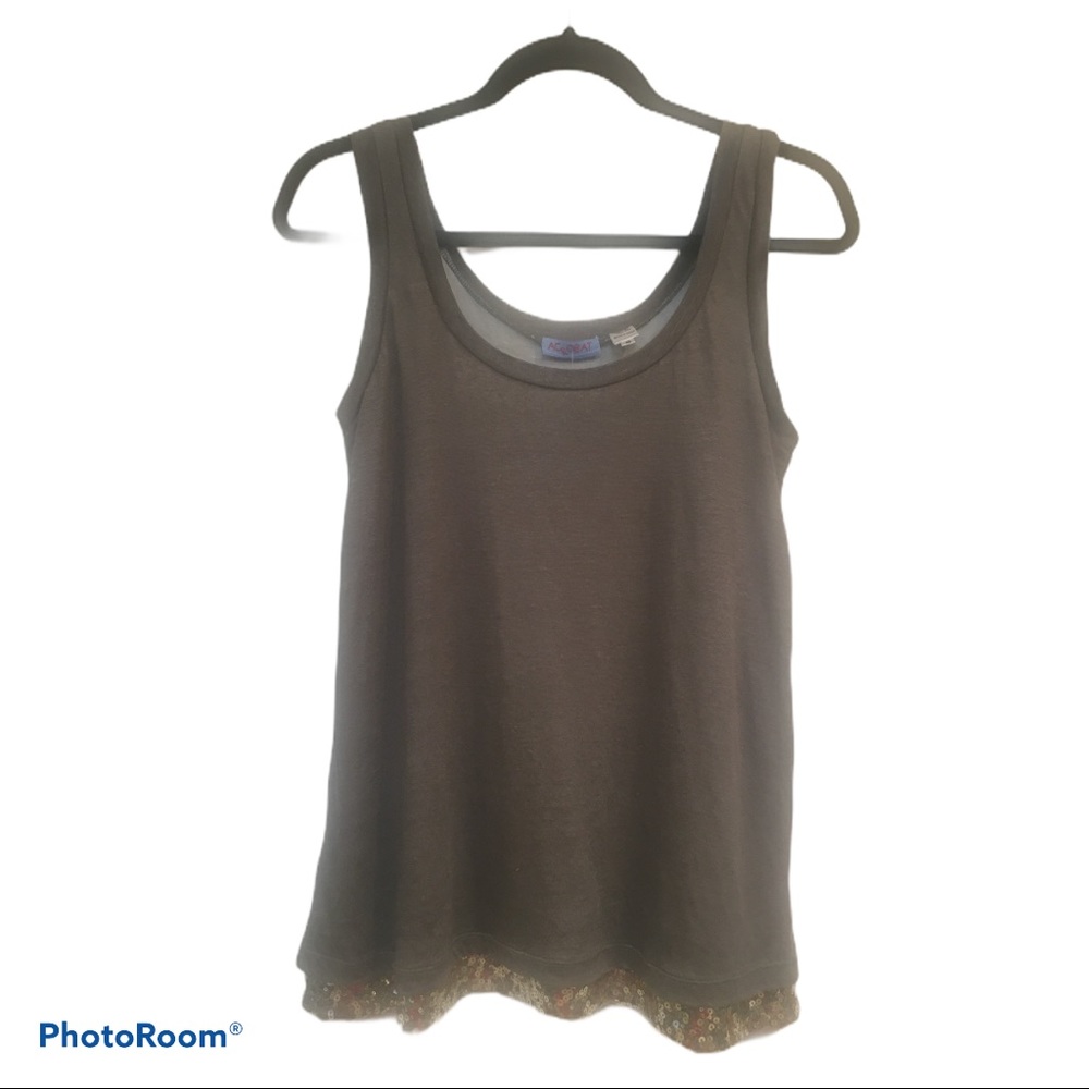 🤎 NWT Linen Tank with Sequin Trim